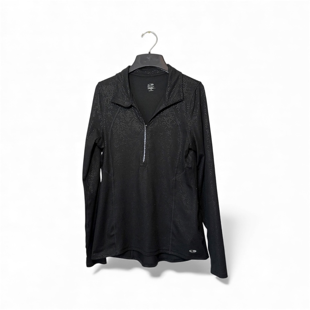 Champion Duodry Quarter Zip Athletic Shirt Black Size M
